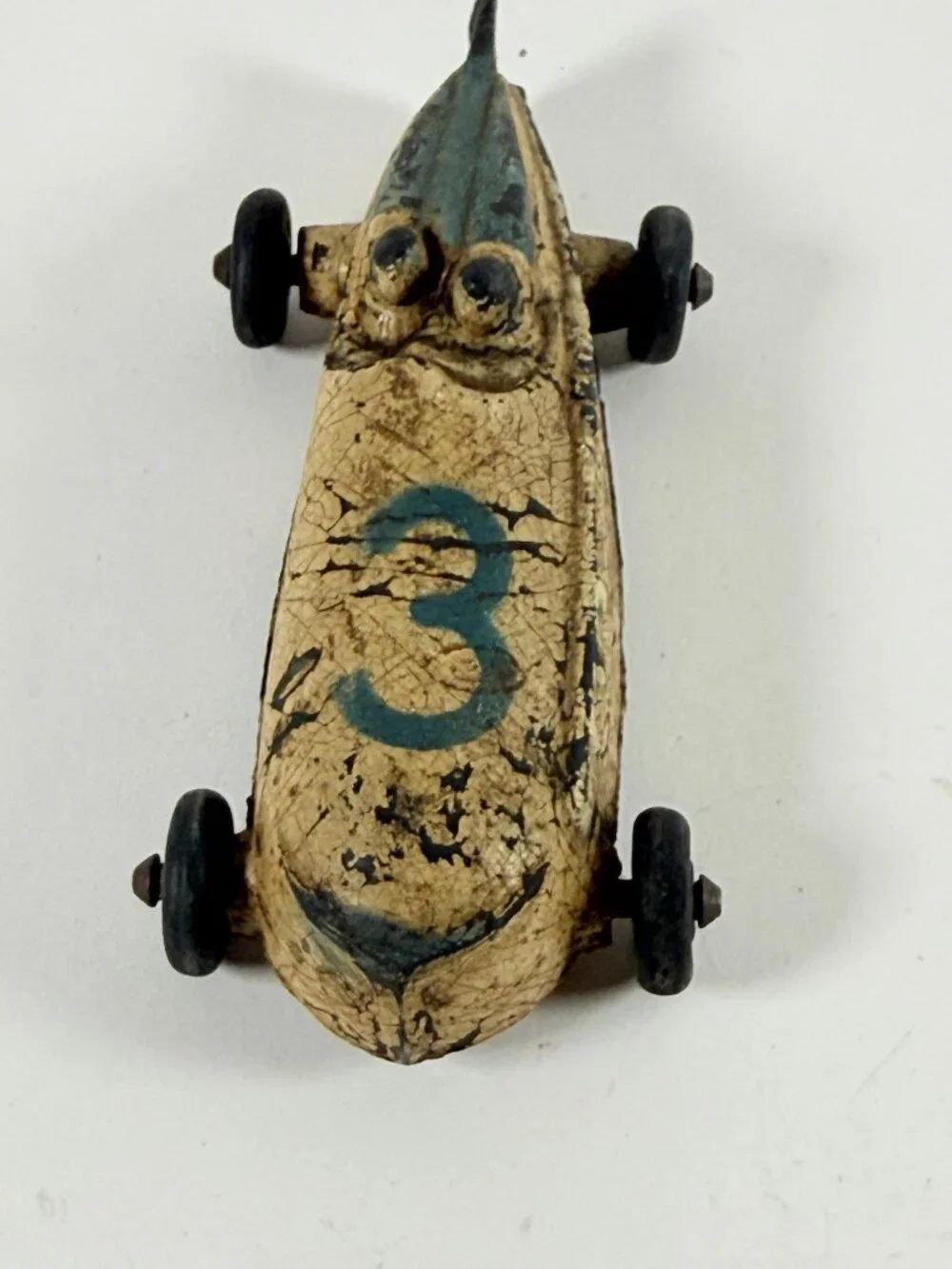 Vintage 1930s Sun Rubber Boat Tail Race Car Vintage Original Tires Display Toy C